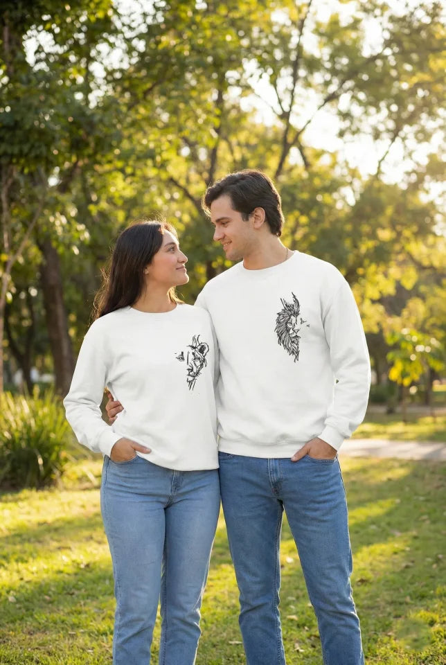 Sevgililer Günü Baskılı Oversize Bisiklet Yaka Sweatshirt - Beyaz Model 2 (191089)