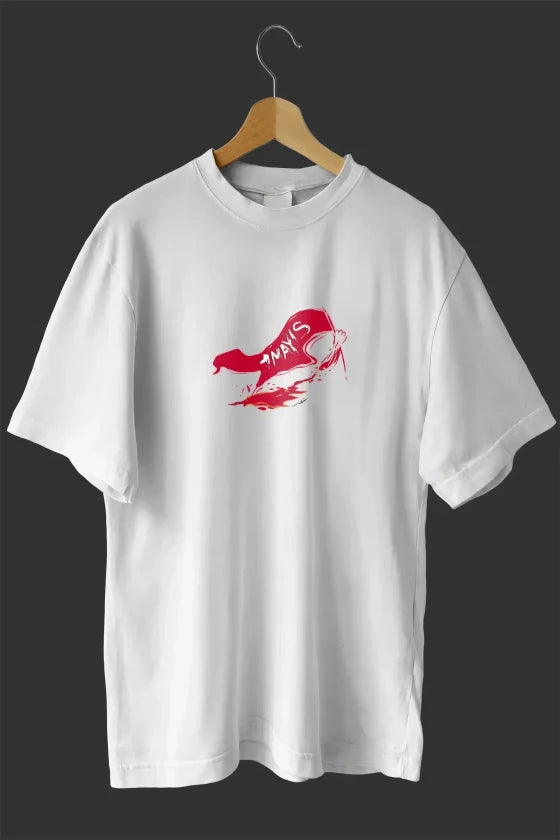 1 Mayıs Emekçiler Günü Baskılı Oversize Bisiklet Yaka T-shirt - Beyaz (191093)