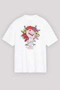 8 Mart Dünya Kadınlar Günü Baskılı Oversize Bisiklet Yaka T-shirt - Beyaz (191095)
