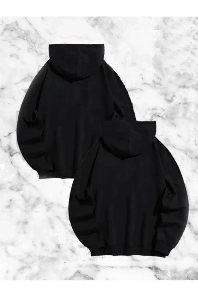 Sevgili Çift Kombini Örümcek Baskılı Kapüşonlu Sweatshirt Hoodie - Siyah (191116)