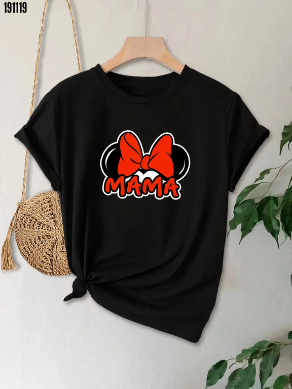 Anneler Günü Hediye Anne Temalı Baskılı Oversize Bisiklet Yaka Tshirt Siyah