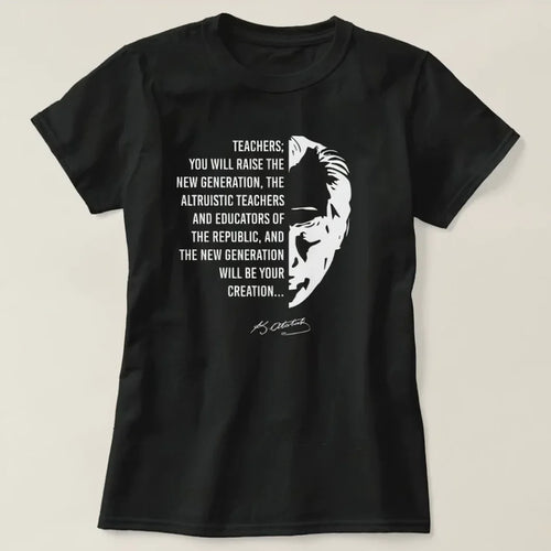 24 Kasım Öğretmenler Günü Temalı Baskılı Bisiklet Yaka T-shirt - Siyah (191126)