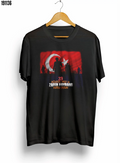 30 Ağustos Zafer Bayramı Atatürk Baskılı Oversize Bisiklet Yaka Tshirt Siyah