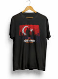 30 Ağustos Zafer Bayramı Atatürk Baskılı Oversize Bisiklet Yaka T-shirt - Siyah (191136)