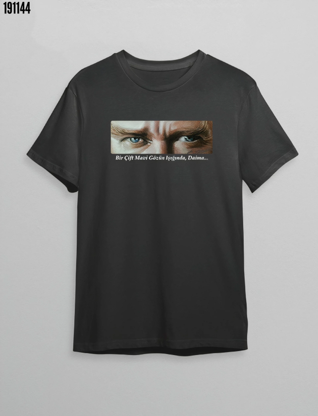 10 Kasım Atatürkü Anma Günü Baskılı Oversize Bisiklet Yaka Tshirt Siyah