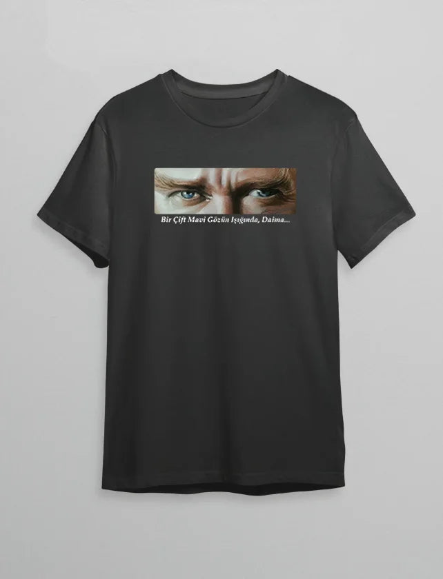10 Kasım Atatürk'ü Anma Günü Baskılı Oversize Bisiklet Yaka T-shirt - Siyah (191144)