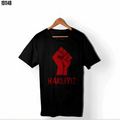 1 Mayıs Emek ve Dayanışma Günü HAKLIYIZ Baskılı Bisiklet Yaka Tshirt Siyah