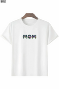 Anneler Günü Hediye Mom Çiçek Baskılı Oversize Bisiklet Yaka Tshirt Beyaz