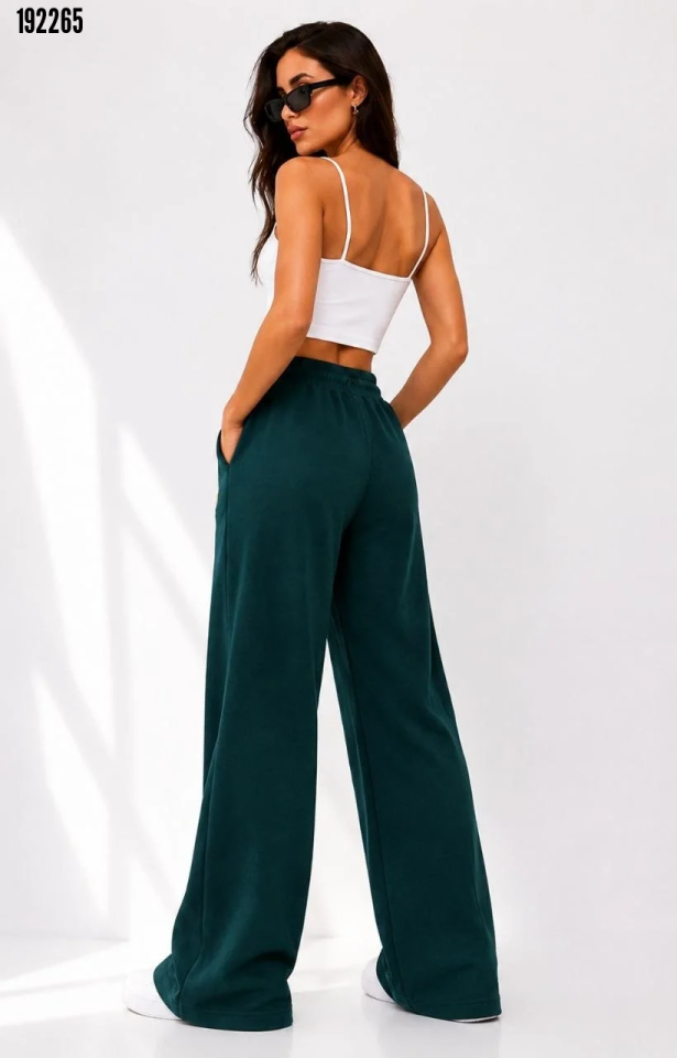Osy Modal Yumuşak Dokulu Cima Dikişli Nakışlı Cepli Oversize Bol Paça Eşofman Altı Yeşil