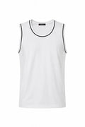 Unisex Pamuklu Bisiklet Yaka Kolsuz Atlet Kontrast Biyeli Regular Fit - Beyaz (192471)
