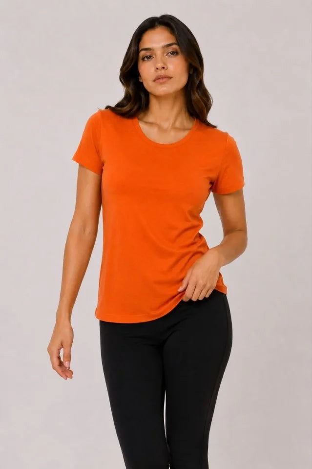 3’lü Kısa Kollu Bisiklet Yaka Basic Slim Fit T-Shirt - Kırmızı - Turuncu - Bej (192487)