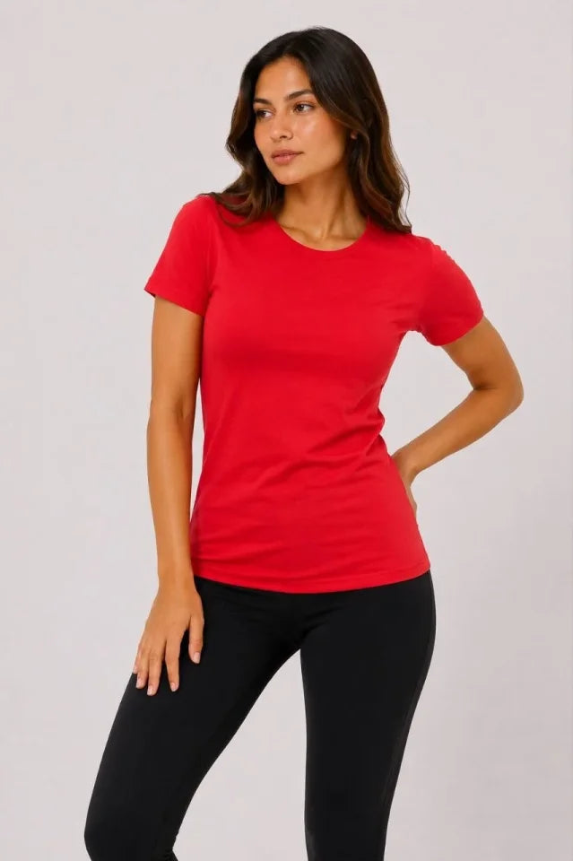 3'lü Kısa Kollu Bisiklet Yaka Basic Slim Fit T-Shirt - Kırmızı / Mavi / Turuncu (192494)