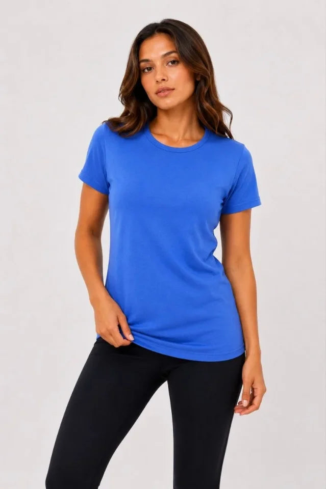 3'lü Kısa Kollu Bisiklet Yaka Basic Slim Fit T-Shirt - Kırmızı / Mavi / Turuncu (192494)