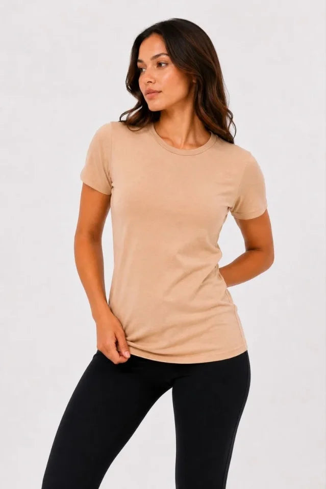 3'lü Kısa Kollu Bisiklet Yaka Basic Slim Fit T-Shirt - Turuncu / Bej / Hardal (192495)