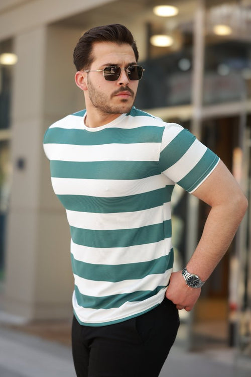Erkek çift Renk Pamuklu örme Kumaş Kısa Kollu T-shirt (159922)