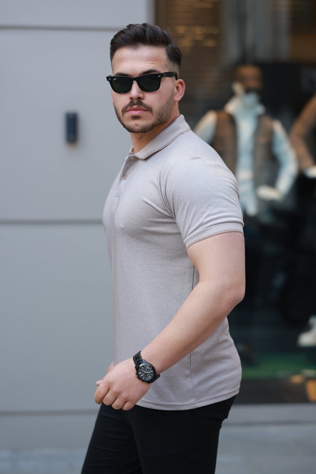 Erkek Yakalı Kagi Kumaş Kısa Kollu T-shirt (160900)