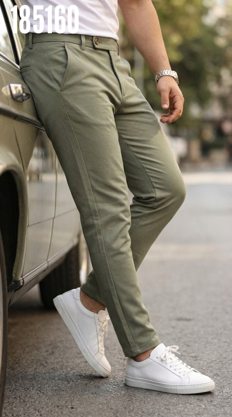 Erkek slim fit dilli kumaş pantolon