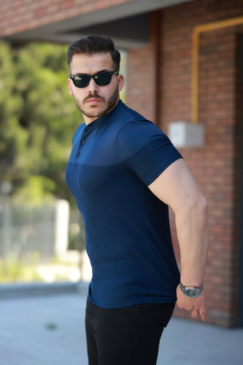 Erkek Hakim Yakalı Kısa Kollu Pamuklu T-shirt (161510)