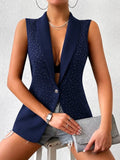 Kadın Kolsuz Yakalı Taşlı önü Açık Atlas Yelek (189959)