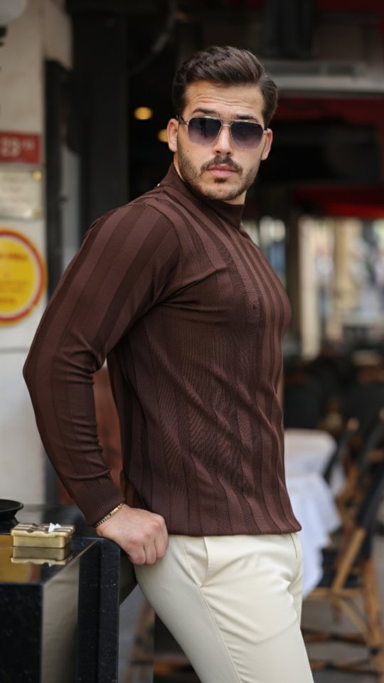Erkek Yarım Balıkçı Yaka Kabartma Desenli Triko (173450)