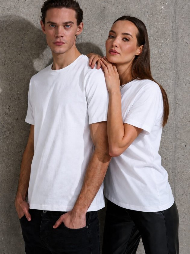Unisex Kısa Kollu Bisiklet Yaka Basic Viskon Bluz (189797)