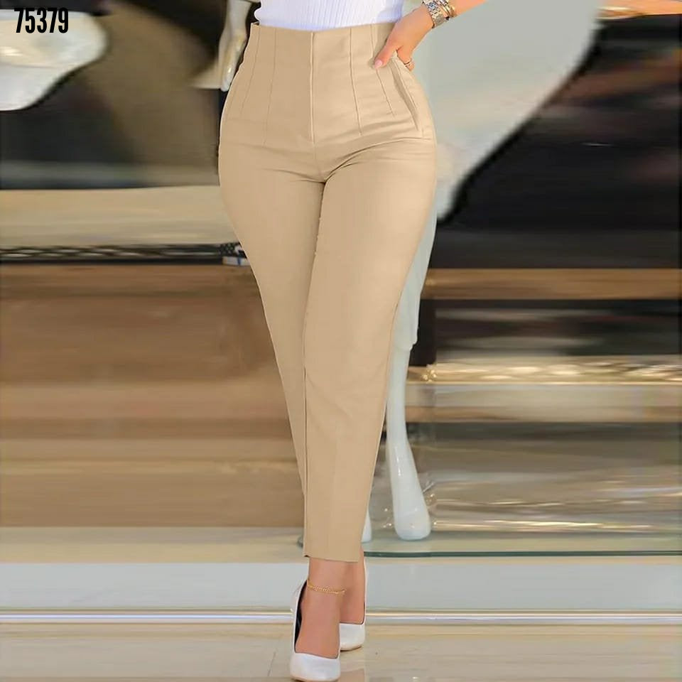 Kadın üste oturan paçası bilek üzerinde biten krep kumaş pantolon 36 S 50 5XL