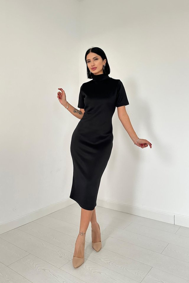 Siyah Balıkçı Yaka Elbise (151043)