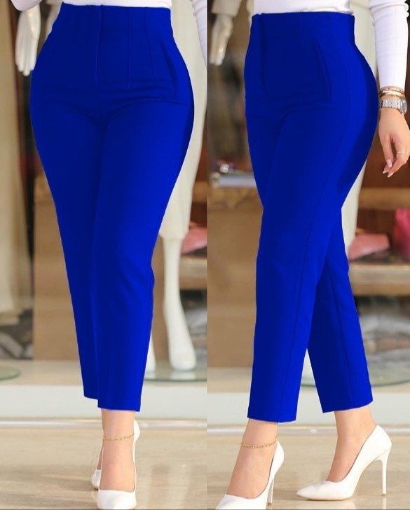 Kadın Üste Oturan Bilek Üzerinde Biten Paça Krep Pantolon (71101)