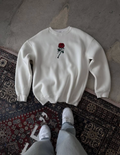 Unisex Bisiklet Yaka Ön Ve Arka Baskılı SweatShirt - Beyaz (131111)